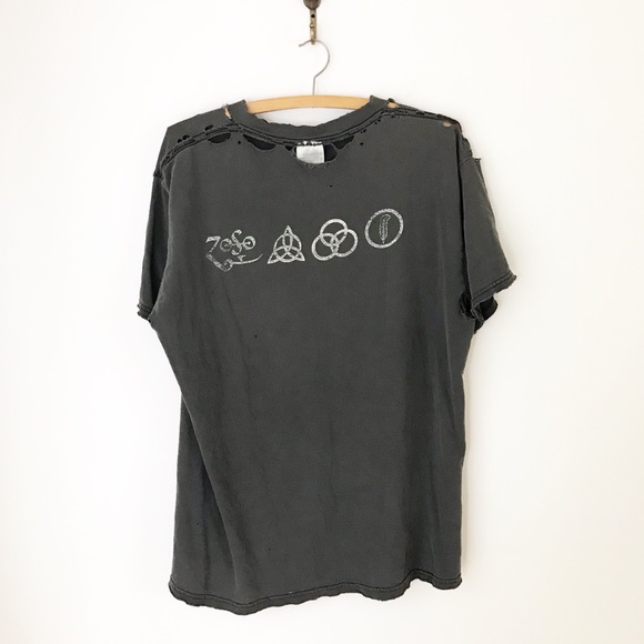 90s Led Zeppelin Grunge Graphic Band Tee Authentic - Picture 7 of 8